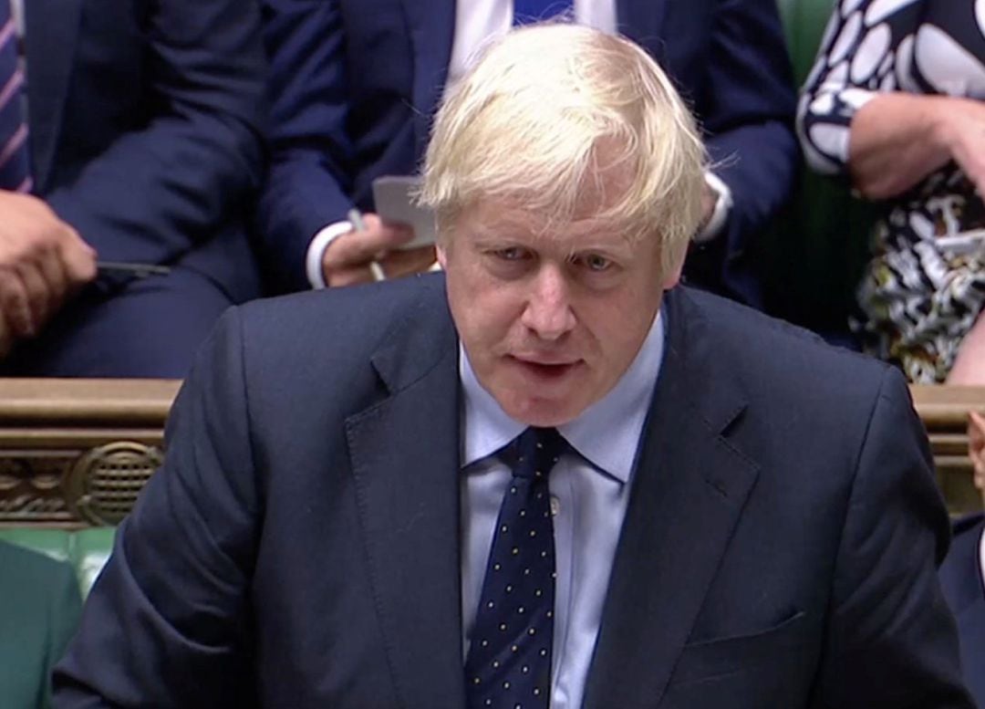 El primer ministro Boris Johnson en el Parlamento británico