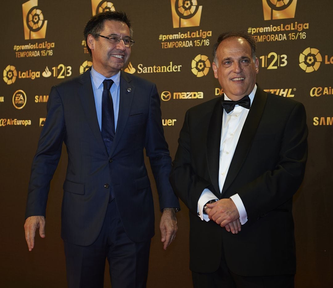 Bartomeu y Tebas durante los premios de LaLiga 