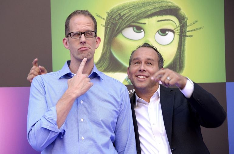 MADRID, SPAIN - JULY 15:  (L-R) Pete Docter and Jonas Rivera attend the &#039;Inside Out&#039; (Del Reves) Premiere at Callao Cinema on July 15, 2015 in Madrid, Spain.  (Photo by Fotonoticias/WireImage)