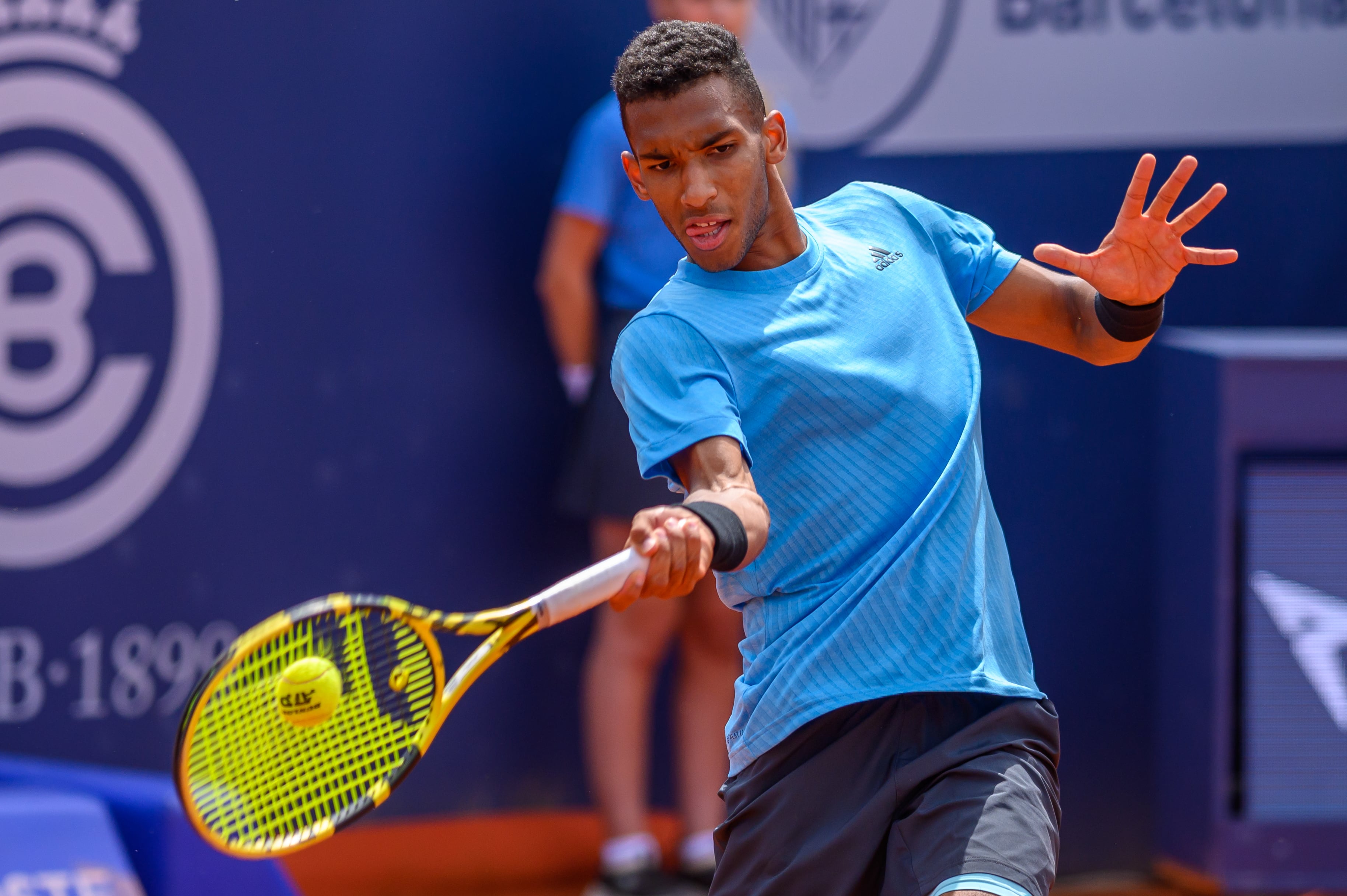 Felix Auger-Aliassime, durante un partido en el Conde de Godó de la edición de 2022