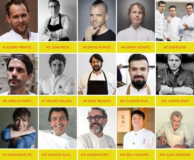 Los 15 mejores chefs, según The Best Chef 2019.