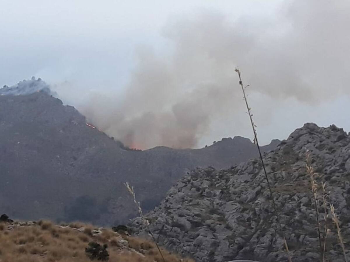Casi 35 hectáreas quemadas en el incendio de Cala Tuent, que sigue activo