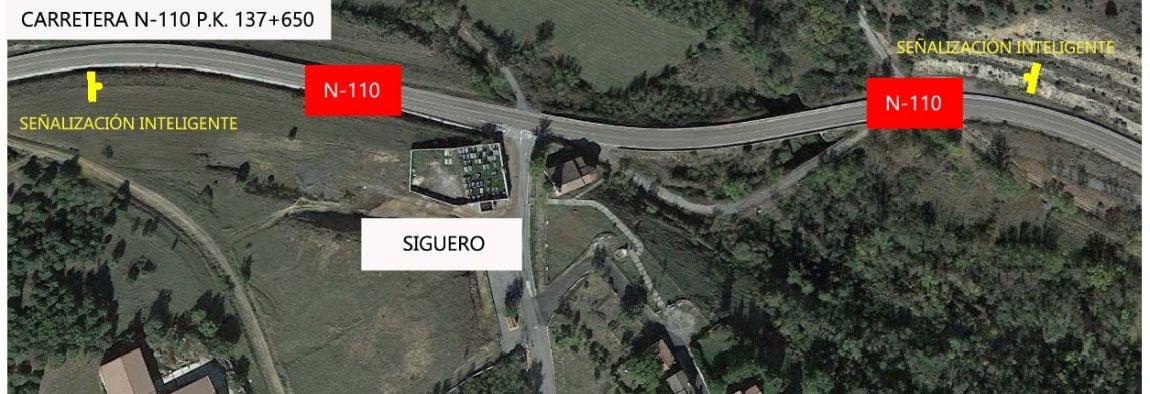 Instalan señalización inteligente para mejorar la seguridad vial en dos intersecciones de la N-110