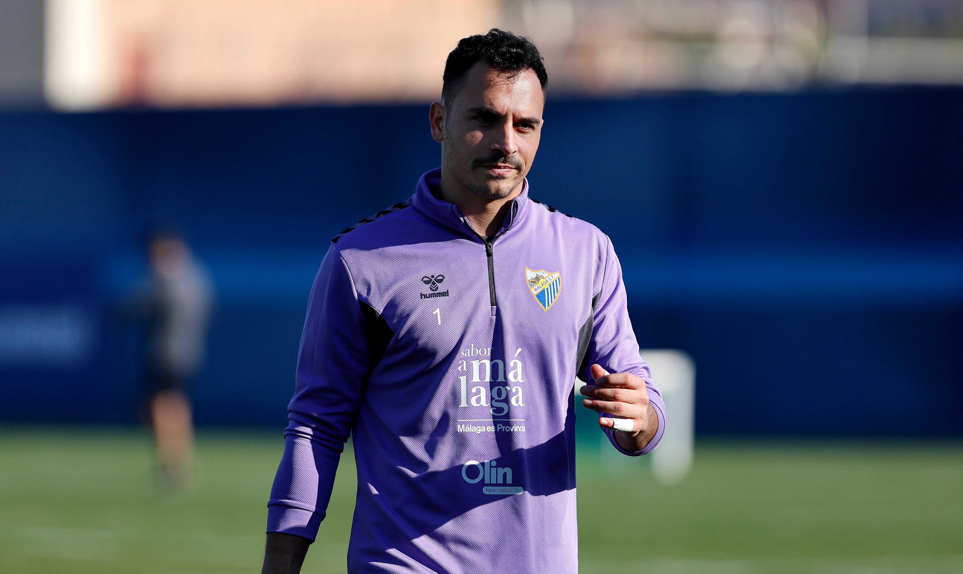 Alfonso Herrero, durante un entrenamiento del Málag