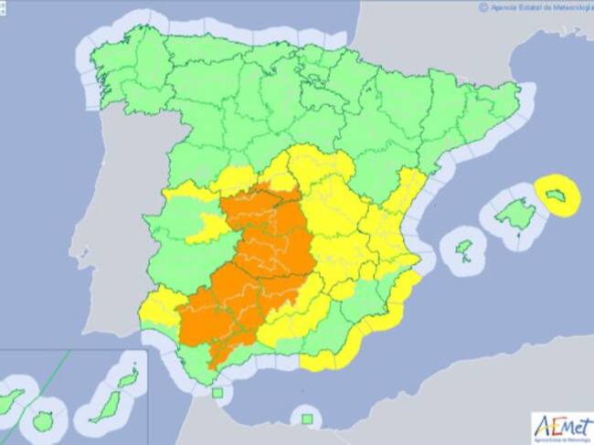 21 provincias en alerta amarilla