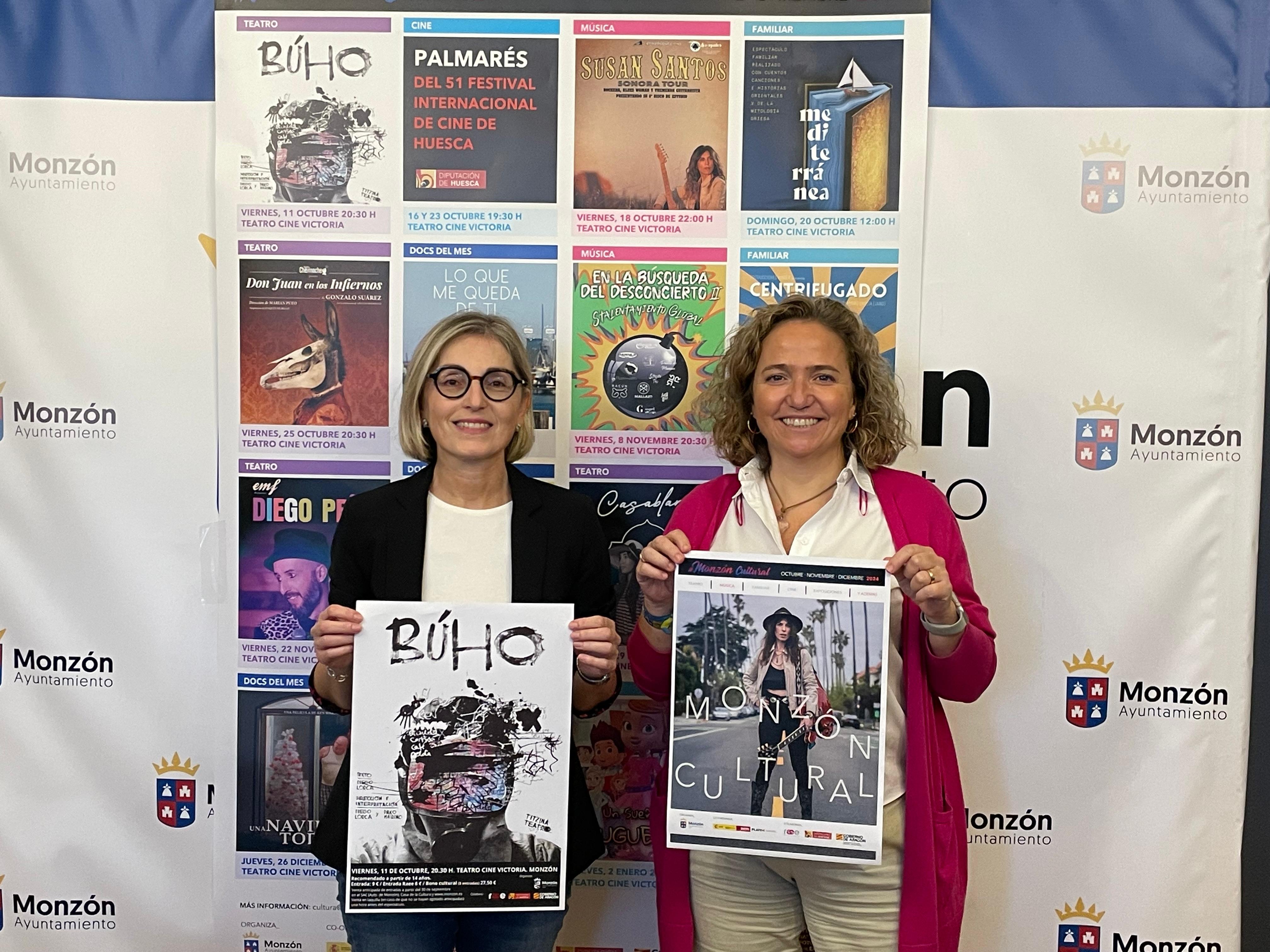 Marga Castillo y Marta Montaner en la presentación de la programación cultural. Foto: Ayuntamiento de Monzón