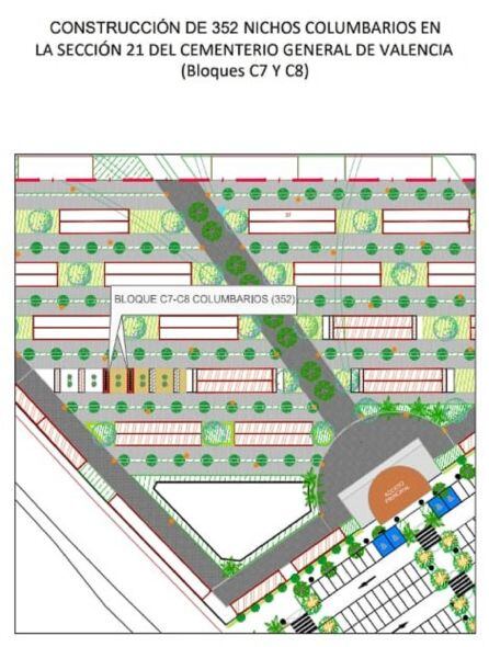 Plano de la construcción de nichos en el Cementerio General de València