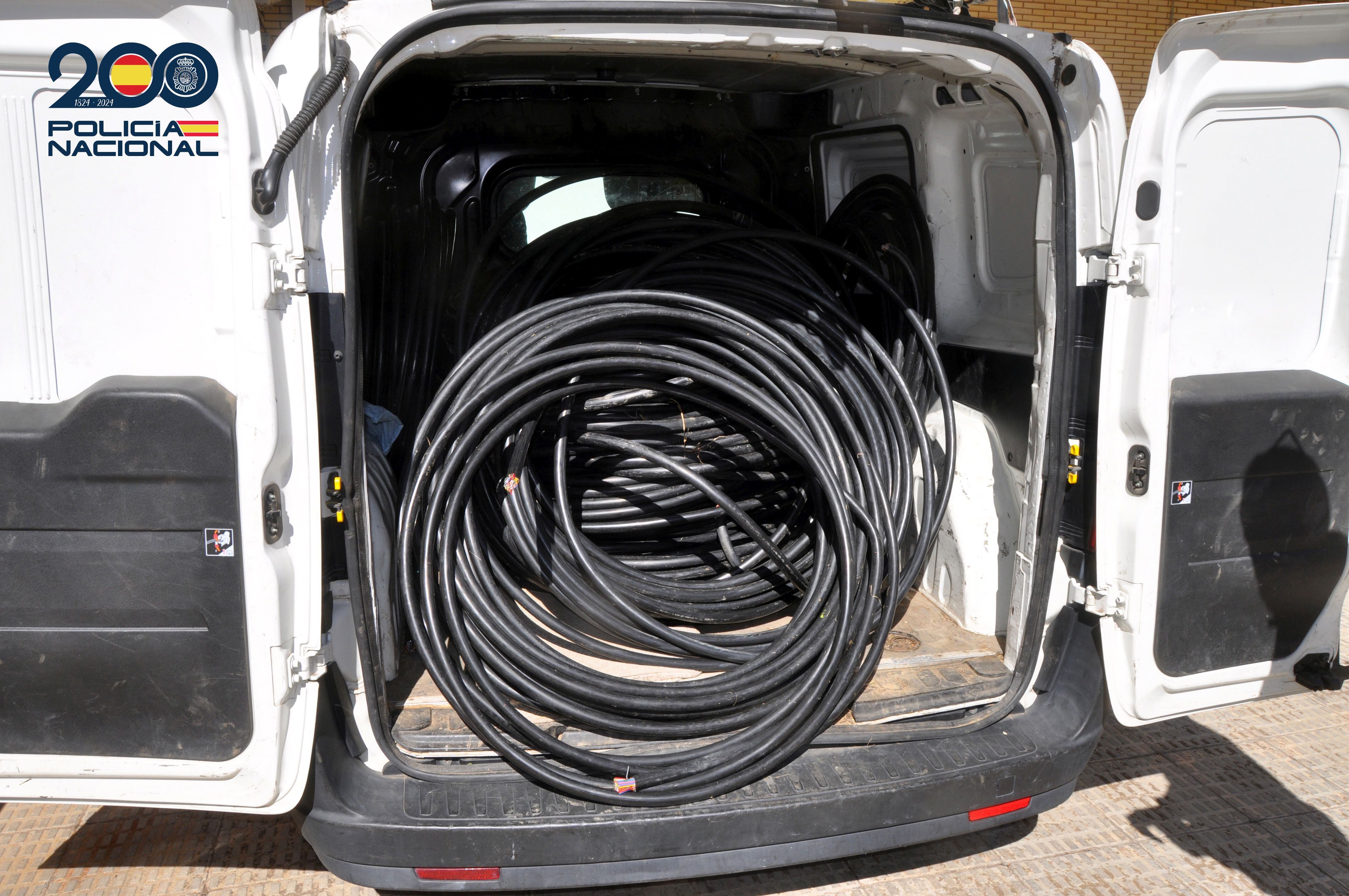 Imagen del cable robado y recuperado por la Policía Nacional