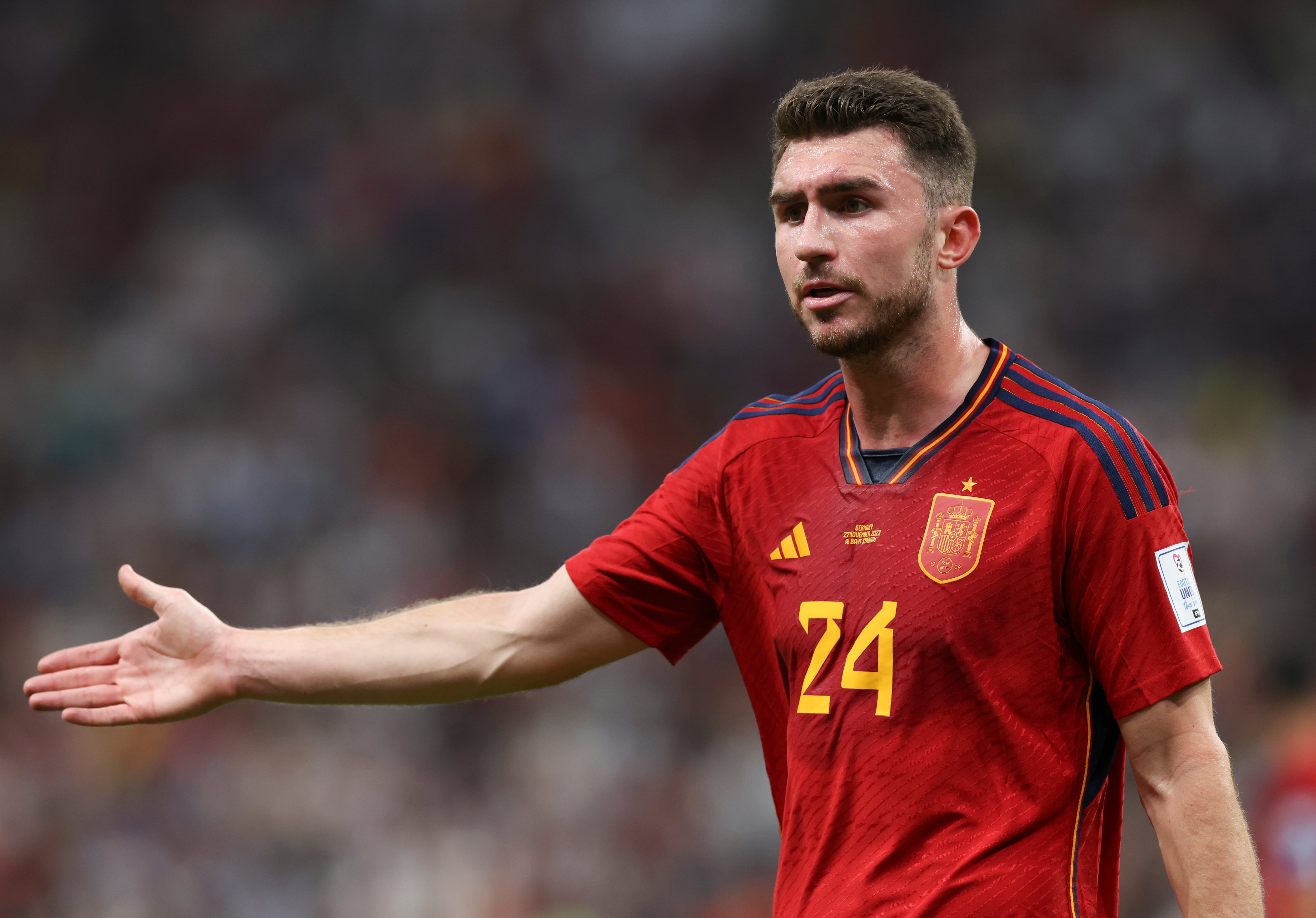 Aymeric Laporte, en un partido con la selección española