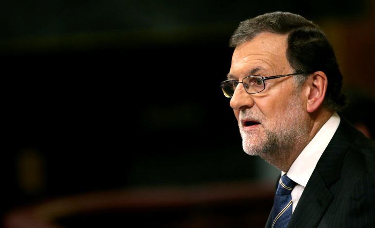 El candidato a la presidencia del gobierno,Mariano Rajoy, durante el debate de investidura