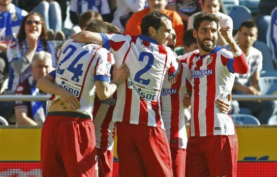 Los jugadores del Atlético celebran un gol de Griezmann.