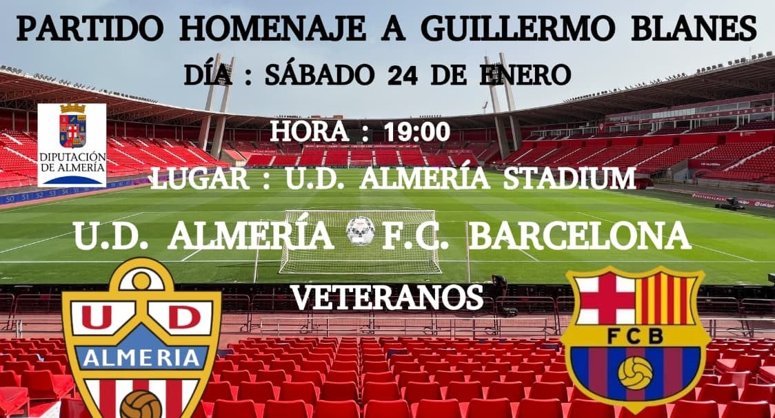 Cartel del partido homenaje a Guillermo Blanes.
