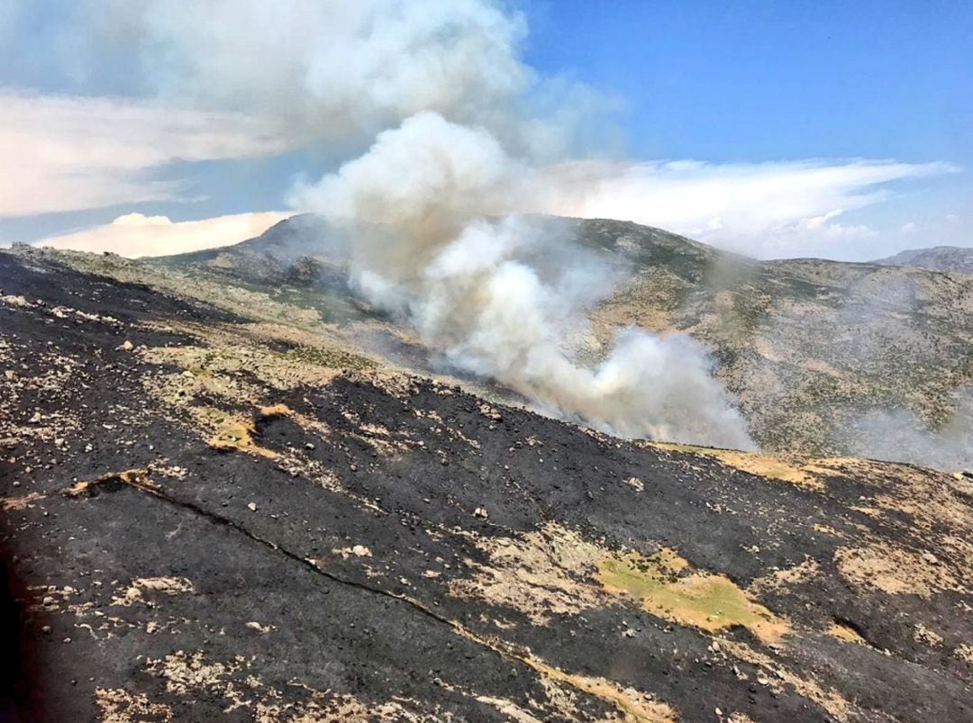 Vista aéra de una de las reproducciones del incendio de Gavilanes