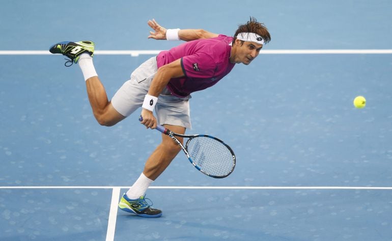 El tenista español David Ferrer, durante su partido en Pekín ante el italiano Fabio Fognini.