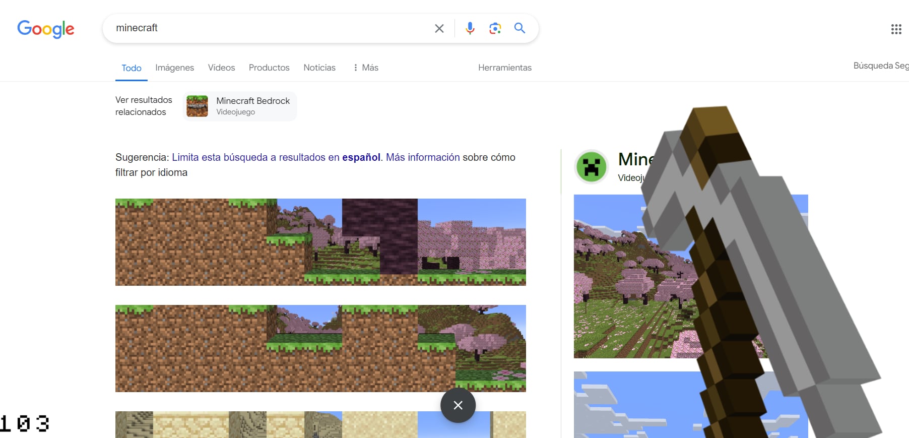 Así puedes jugar al juego oculto de Minecraft en Google.