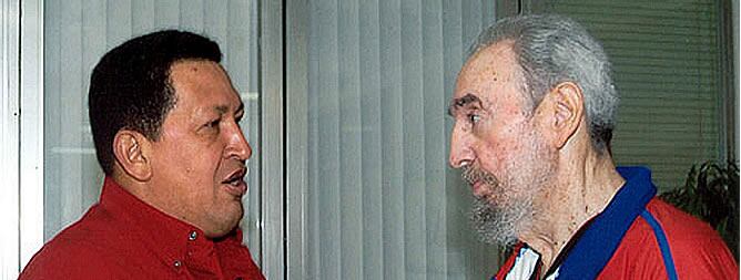 Fidel Castro y Hugo Chávez ayer en La Habana