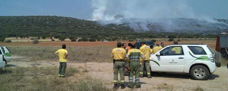 Vista del incendio de Cifuentes esta tarde