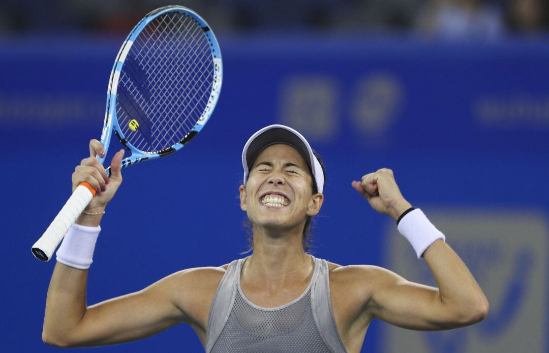 Garbiñe Muguruza, en el torneo de Wuhan