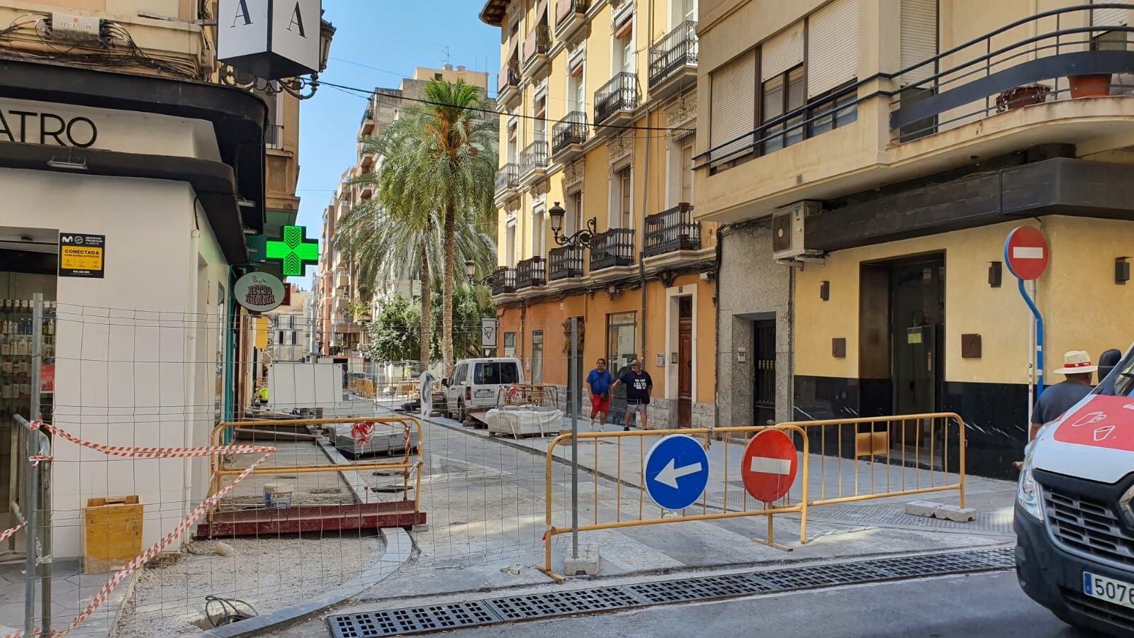 Obras en la calle Susana Llaneras, adyacente a la Plaza Nueva