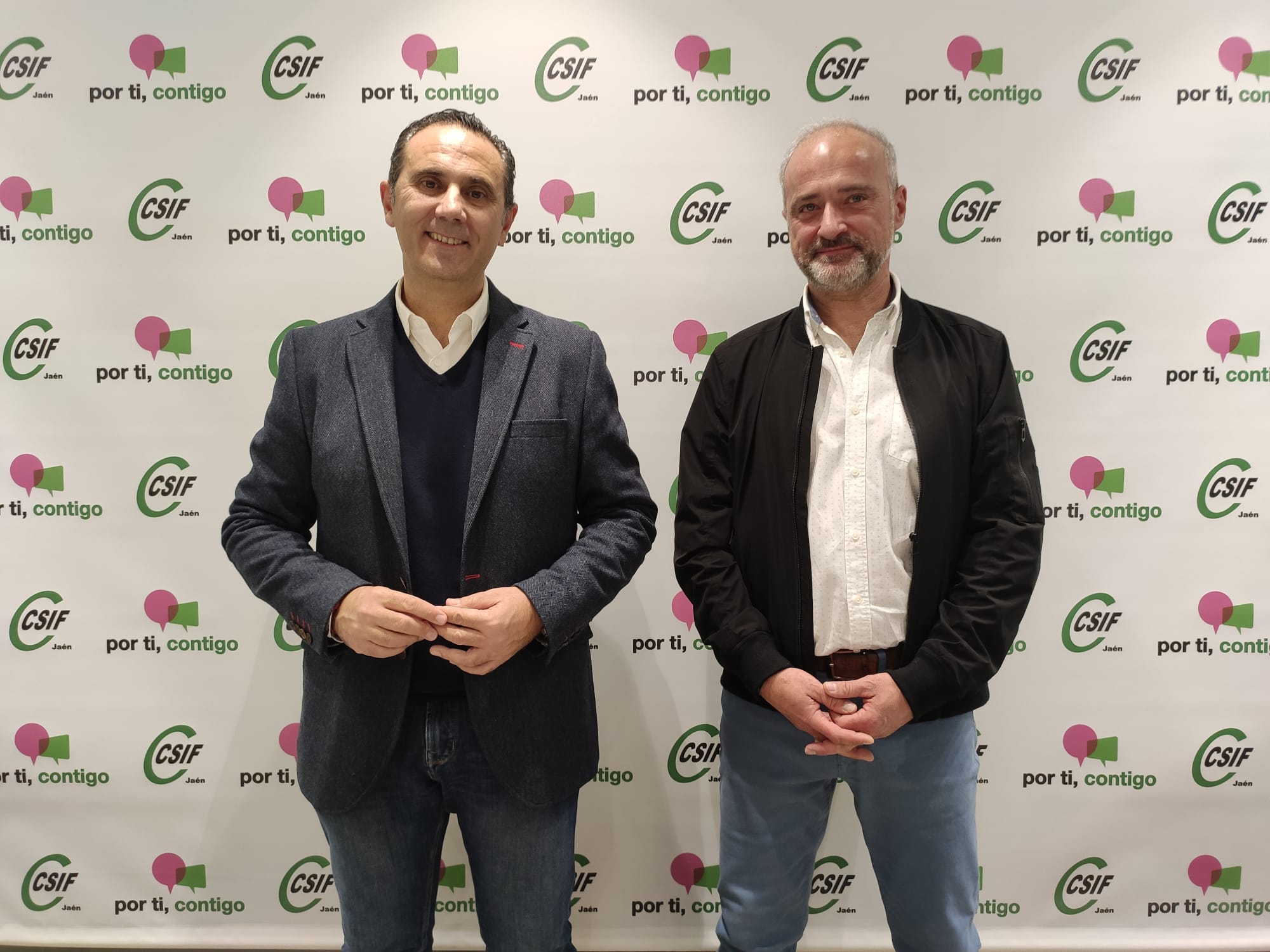 El presidente de CSIF Andalucía, Germán Girela, junto a su homólogo en Jaén, Juan Carlos González.