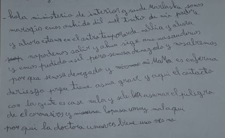 Carta que el niño marroquí ha escrito al ministro de Interior