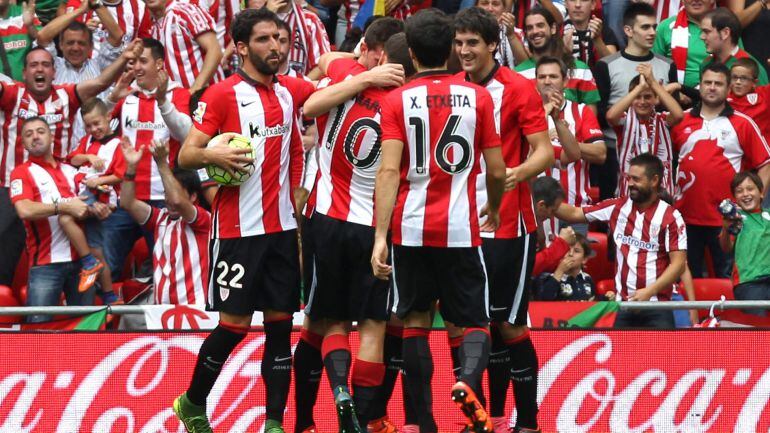El Athletic celebra el gol de Laporte