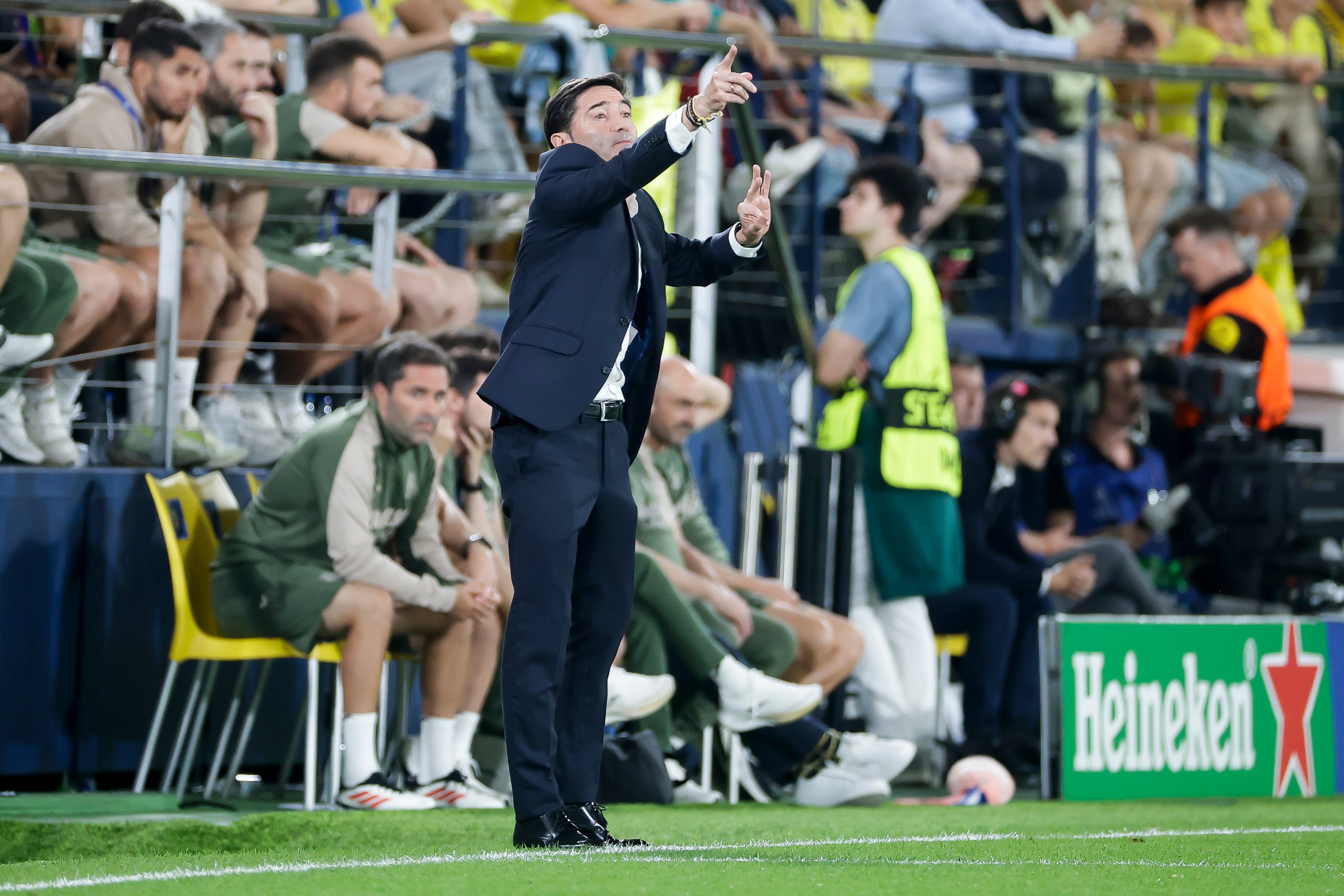 Head coach of Villarreal CF, Marcelino Garcia Toral, is present during the UEFA Champions League match between Villarreal CF and Juventus at La Ceramica Stadium in Villarreal, Spain, on October 1, 2025. (Photo by Jose Miguel Fernandez/NurPhoto via Getty Images)