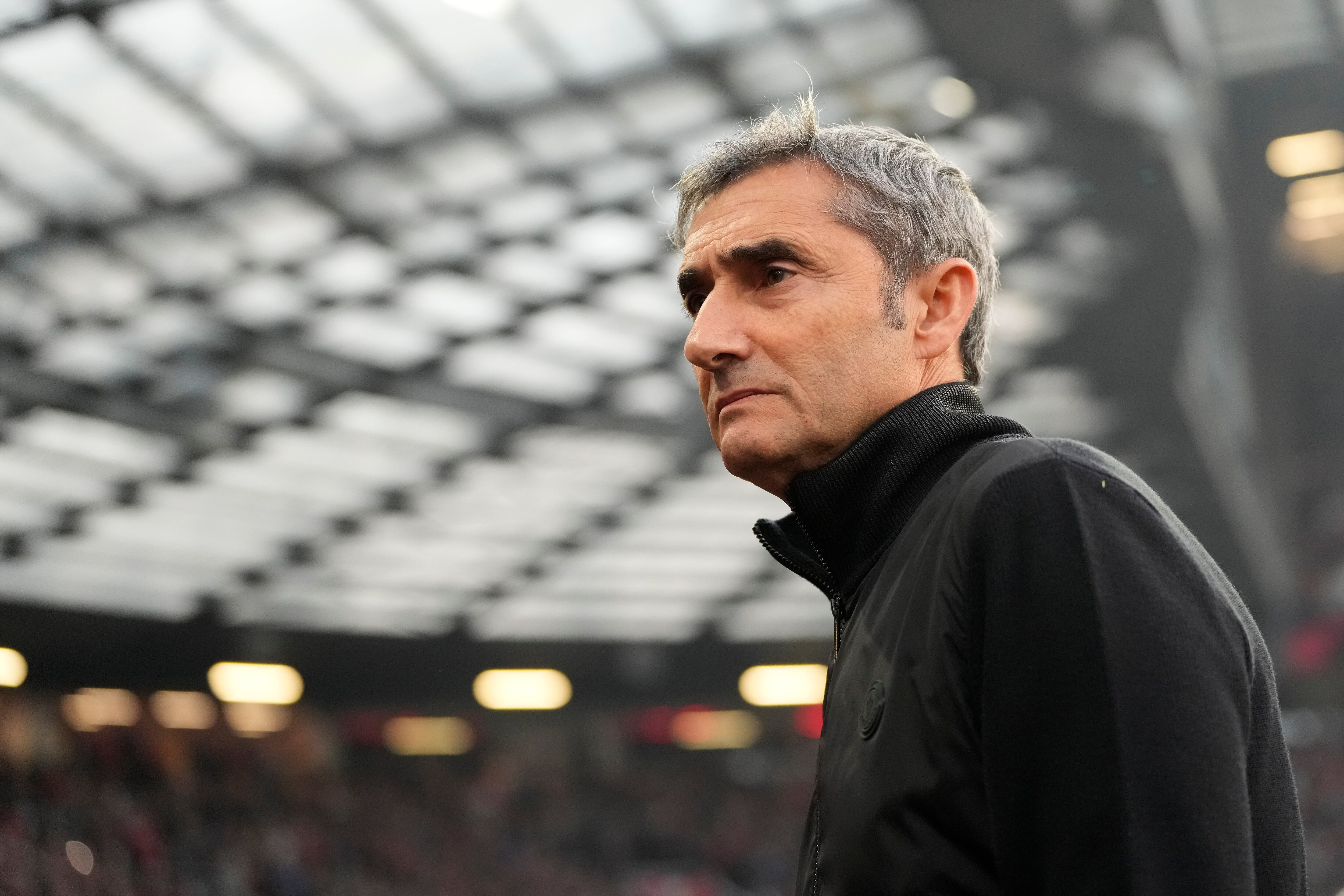 Ernesto Valverde, durante el Manchester United-Athletic Club de Europa League