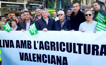 Representantes de Oliva en la manifestación de Valencia