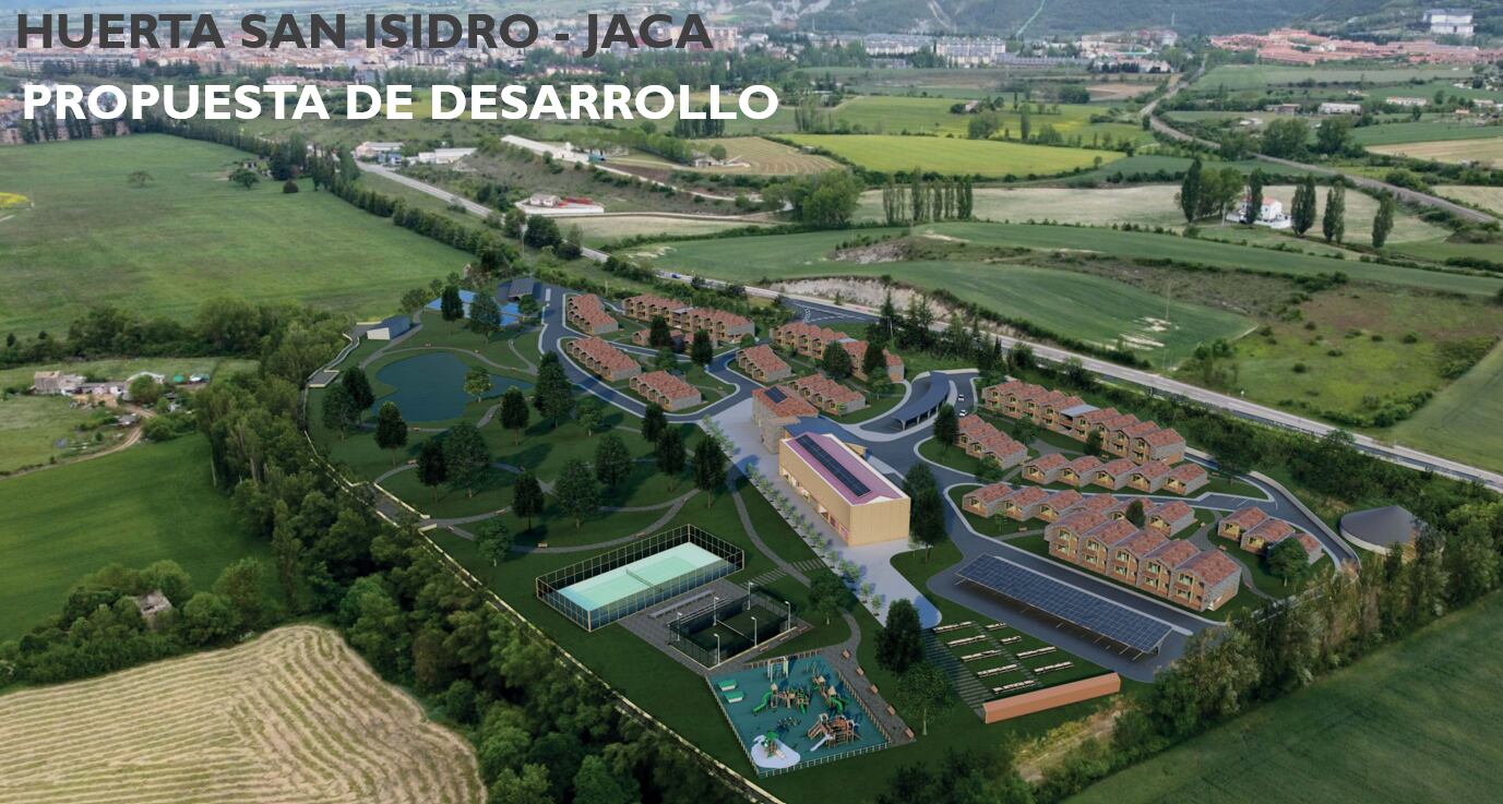 Recreación virtual de la urbanización proyectada en los terrenos de la Huerta San Isidro, en Jaca