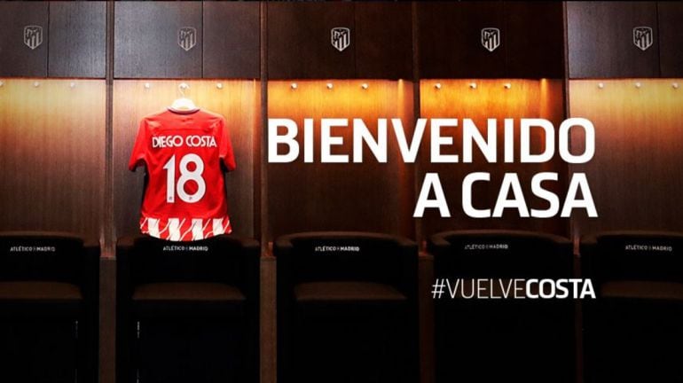 Imagen que ha utilizado el Atlético de Madrid para anunciar el dorsal de Diego Costa 