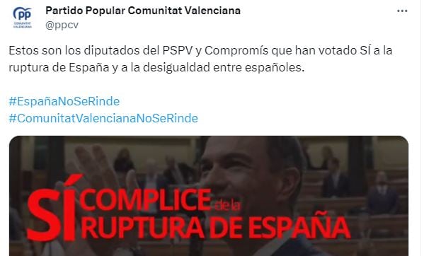 PP señala en redes sociales a los diputados que votaron a favor de la investidura de Sánchez