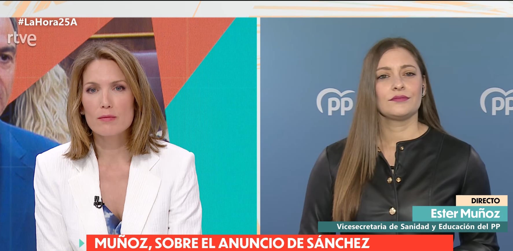 Silvia Intxaurrondo entrevista a Ester Muñoz en La Hora de La 1.