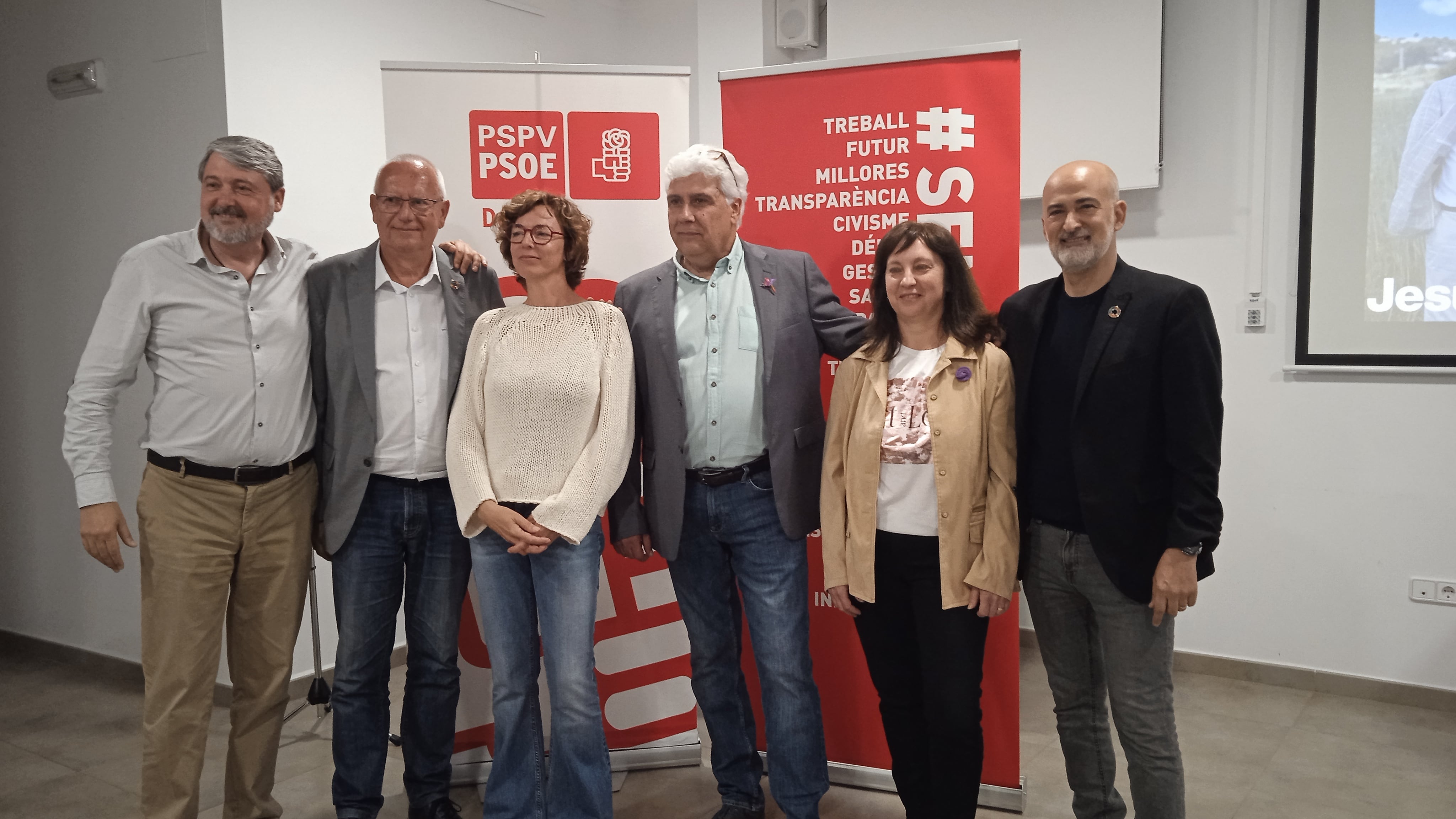 La candidatura del PSPV-PSOE de Jesús Pobre, con Vicent Grimalt.