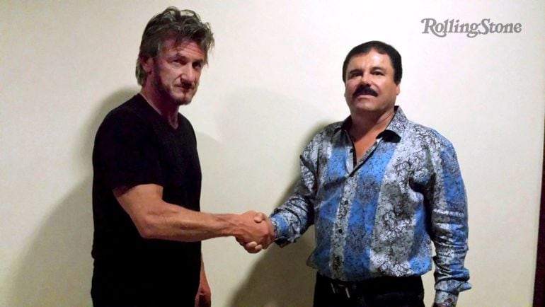  Foto del momento de la entrevista entre el Chapo Guzmán y el actor Sean Penn