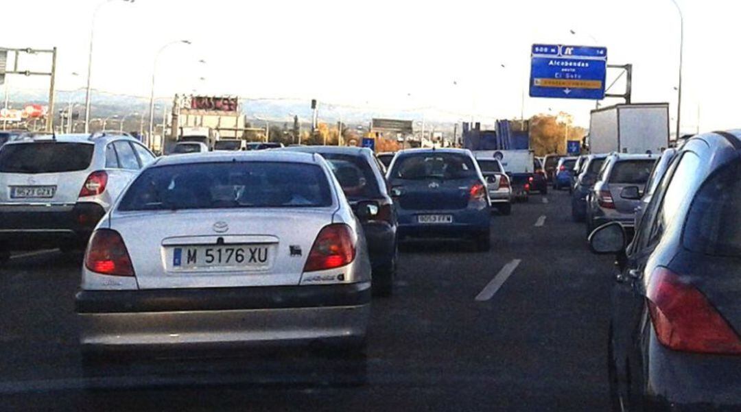 Atasco en la zona norte de Madrid