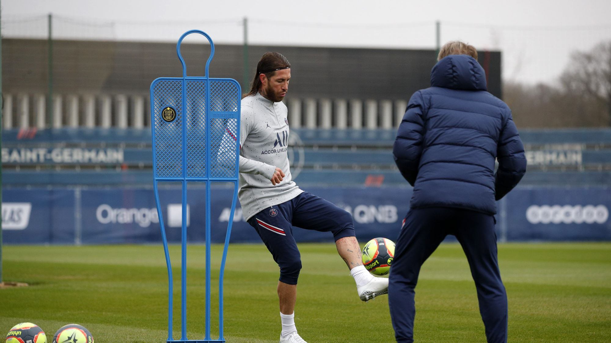 Sergio Ramos en un entrenamiento individual