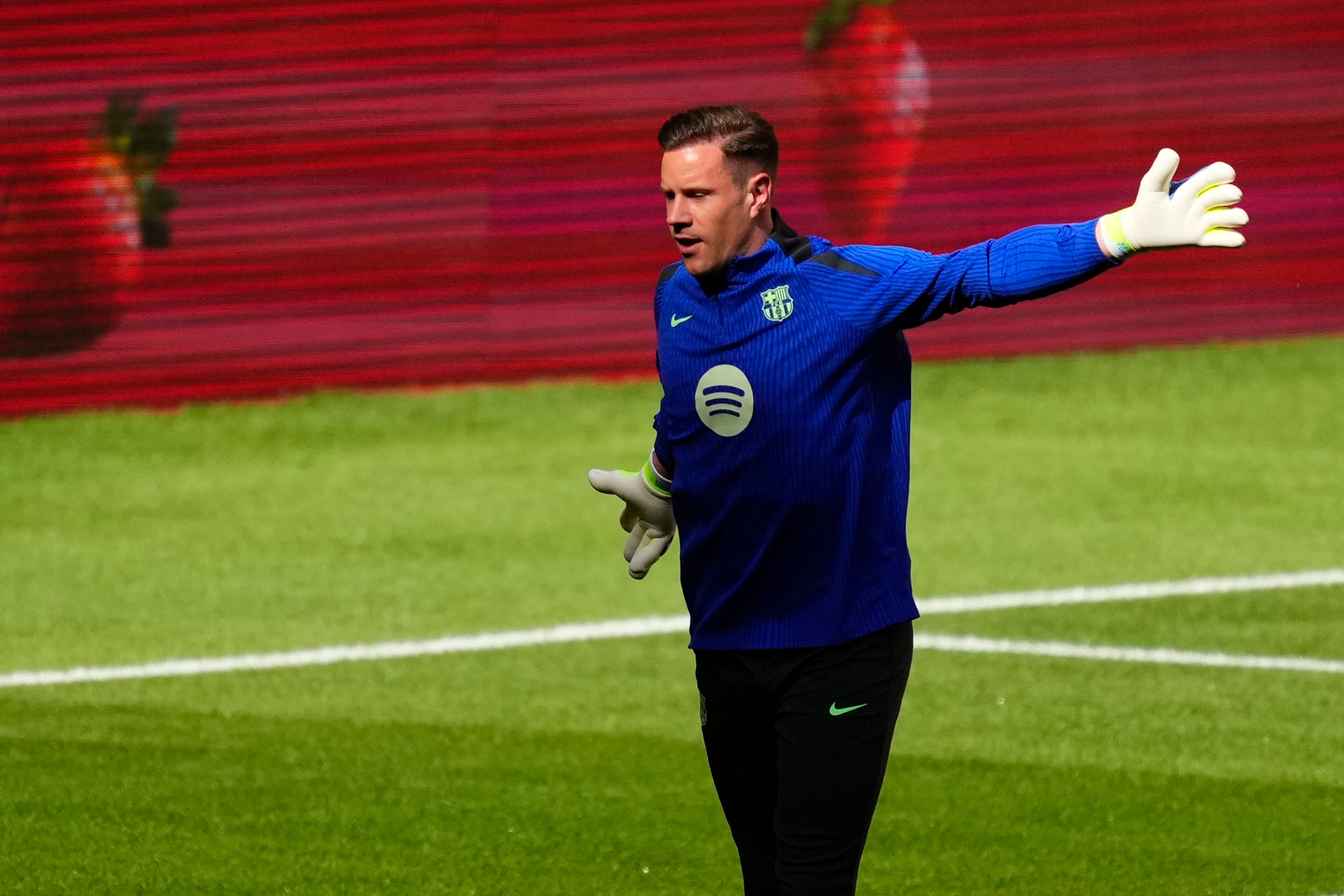 Marc-Andre Ter Stegen, en el entrenamiento previo a la final de Copa del Rey del FC Barcelona