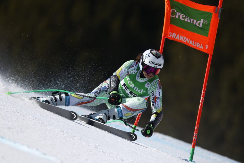 Jordina Caminal durant el supergegant a la pista Àliga, que tanca la cita de la Copa del Món a Andorra