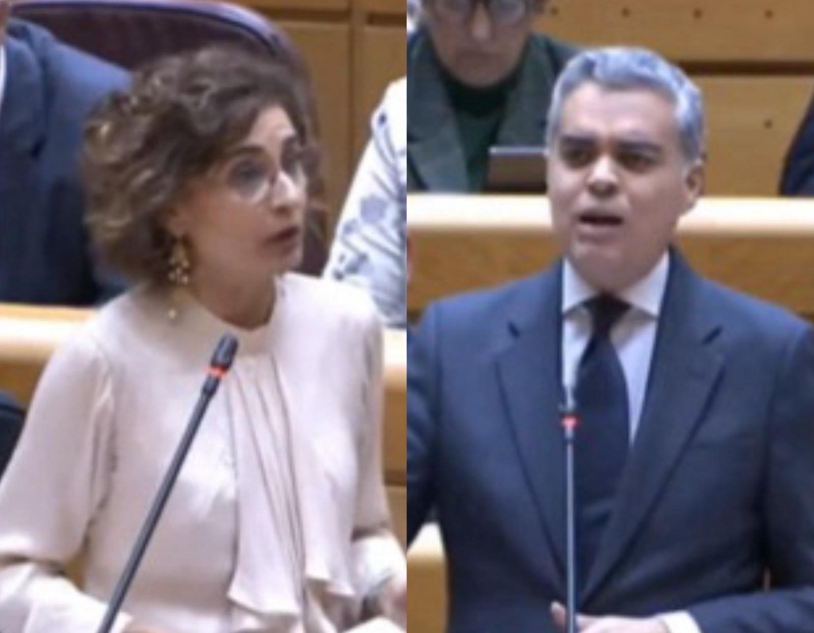 María Jesús Montero y Vicente Azpitarte en el pleno del Senado