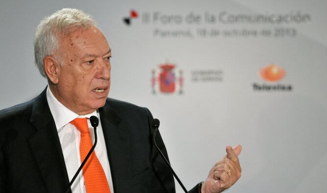 El ministro de Asuntos Exteriores y de Cooperación español, José Manuel García-Margallo, durante su intervención en la clausura el II Foro de la Comunicación, celebrado en el marco de la XXIII Cumbre Iberoamericana