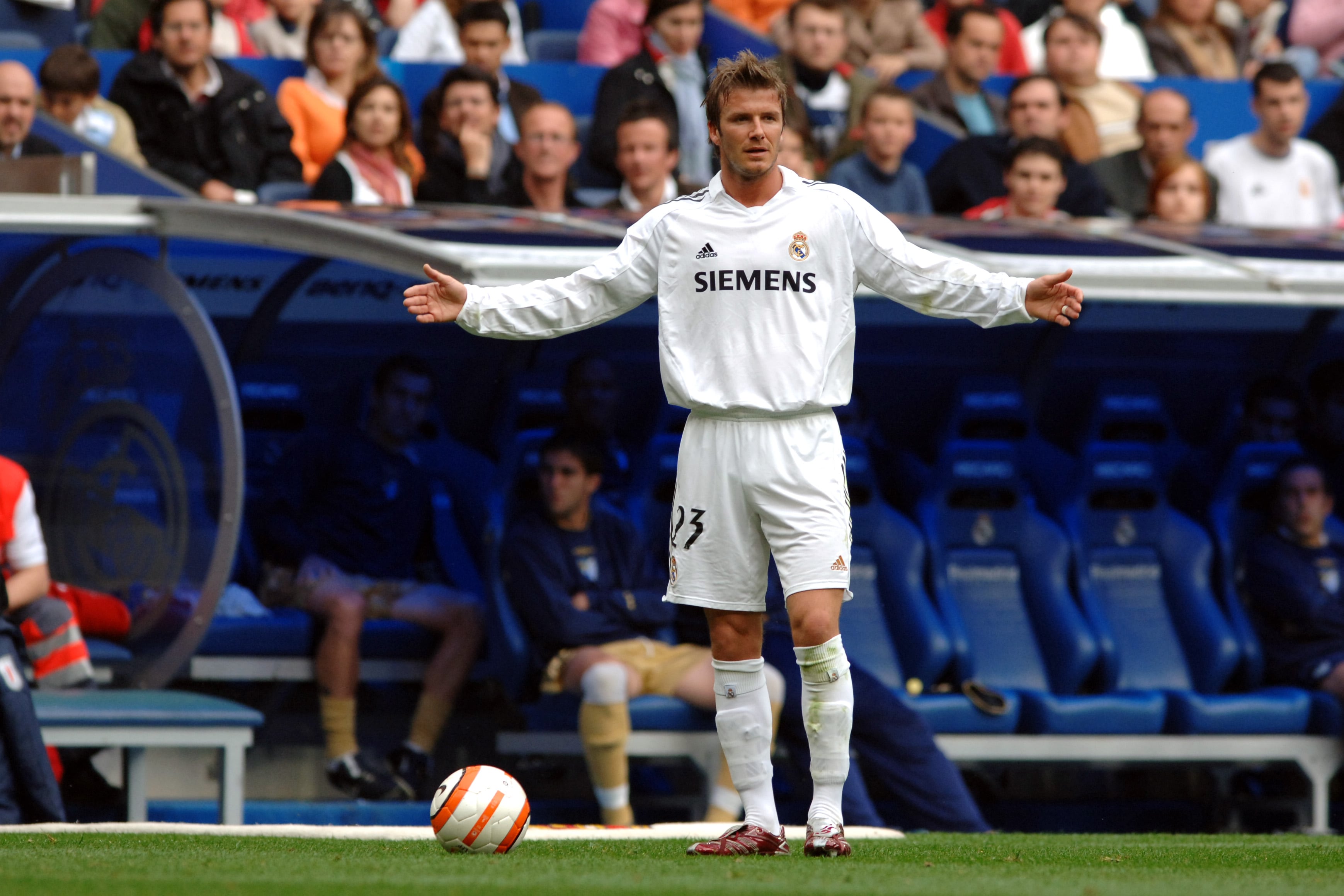 Beckham en el año 2006 en el Santiago Bernabéu