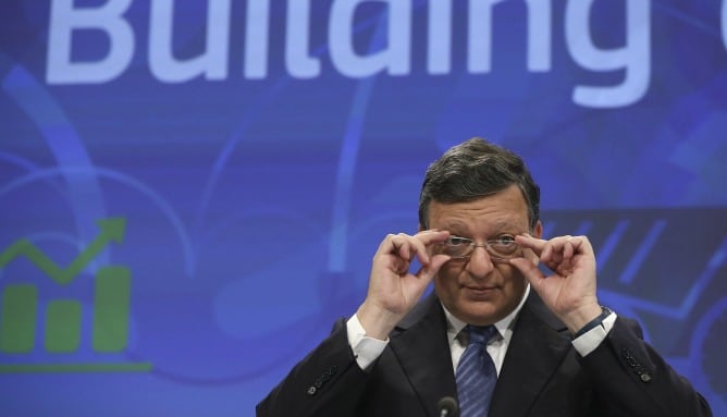 El presidente de la Comisión Europea, José Manuel Barroso, en una rueda de prensa en la Comisión para publicar las recomendaciones anuales sobre presupuesto