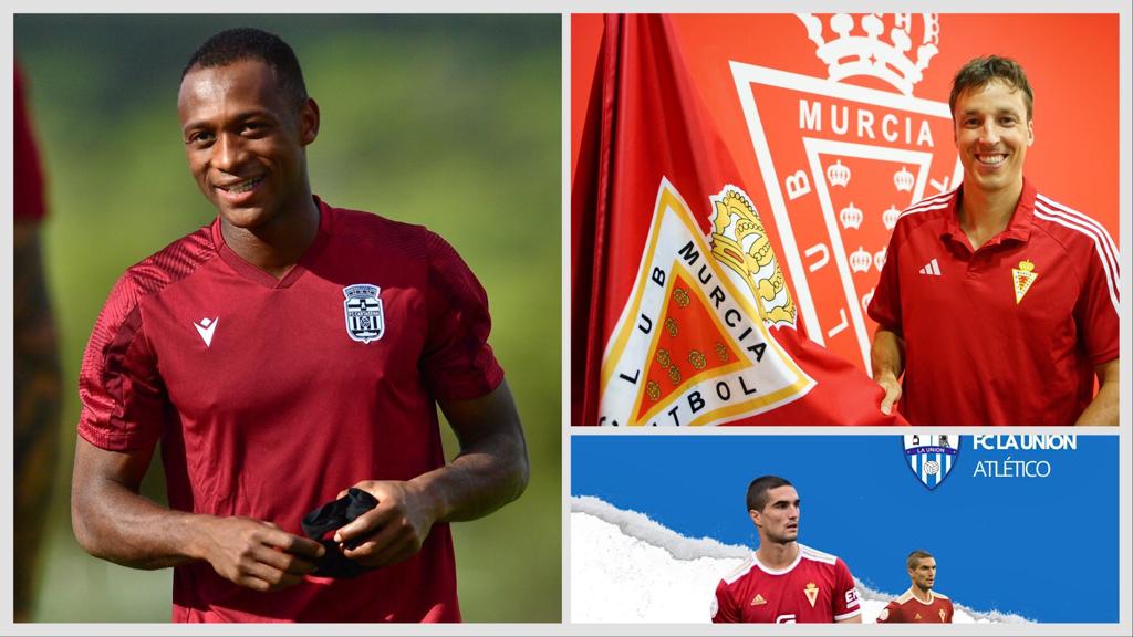 Umaro Embaló con el FC Cartagena, Tomás Pina con el Real Murcia e Iván Casado con La Unión Atlético