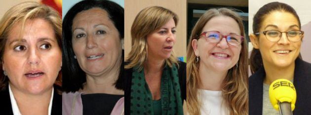 D&#039;esquerra a dreta: Mª Àngels Ramón-Llin, Maritina Hernández, Gemma Amor, Elena Cebrián, Mireia Mollà
