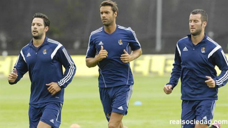 Xabi Prieto en pleno entrenamiento en Zubieta