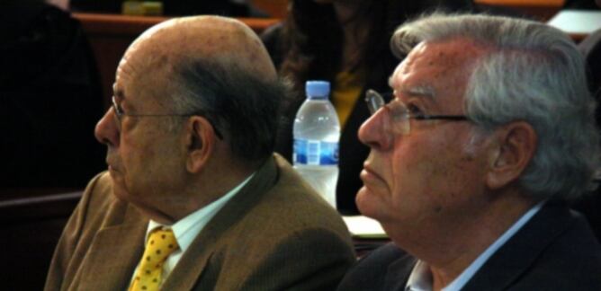 Els exresponsables del Palau Fèlix Millet i Jordi Montull, en una imatge del passat 8 d'abril durant el judici pel cas de l'hotel del Palau