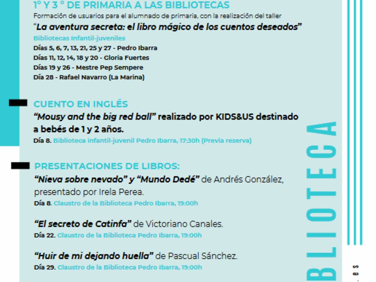 Cuentos en inglés y talleres de alumnos para primaria llegan a las bibliotecas en noviembre