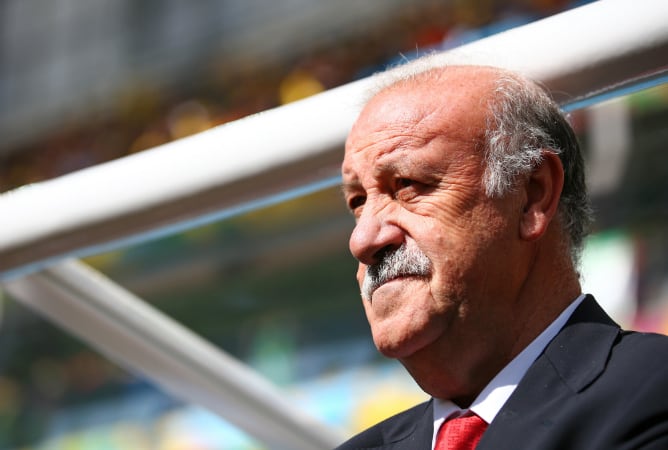 Vicente Del Bosque durante el partido de España ante Australia