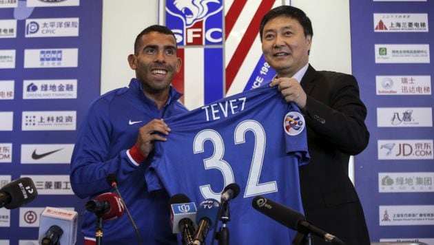 Carlos Tévez, en su presentación con el Shanghai Shenhua.